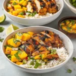 Jerk Chicken Bowls with Mango Salsa and Coconut Rice
