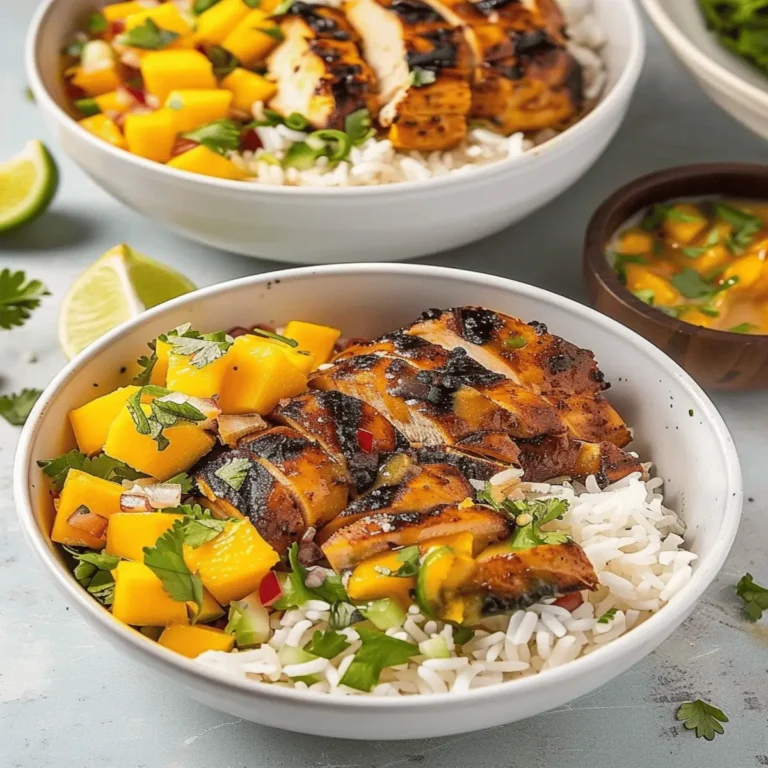 Jerk Chicken Bowls with Mango Salsa and Coconut Rice