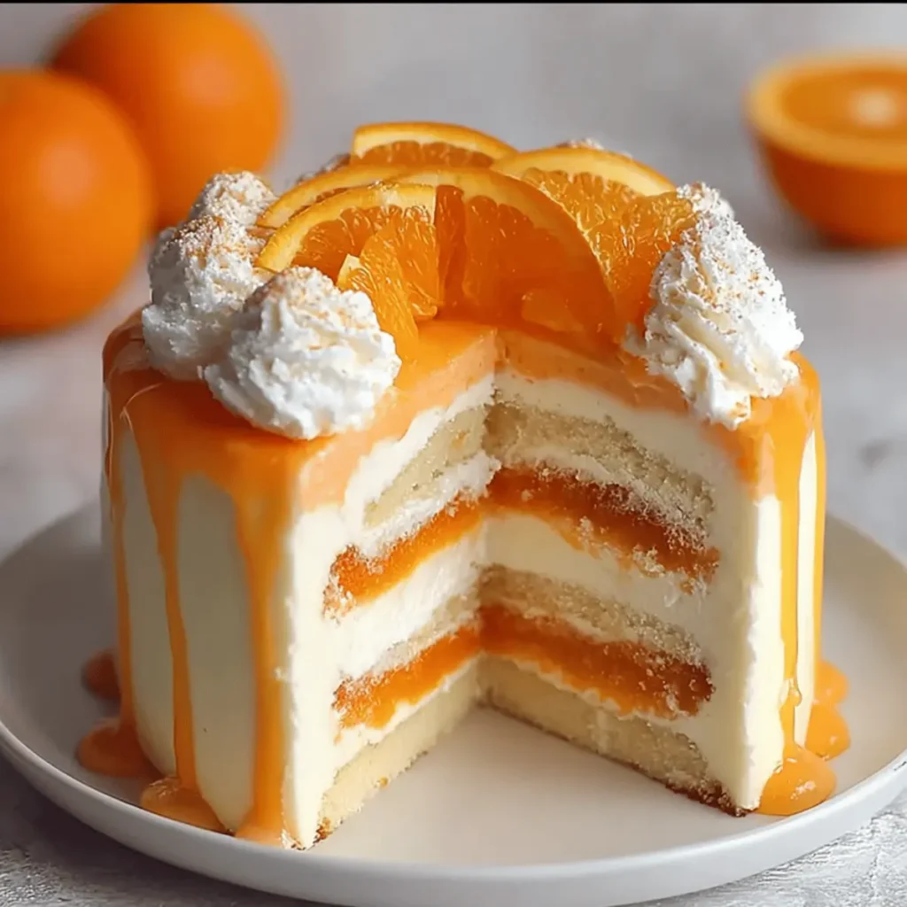 Orange Creamsicle Ice Cream Cake