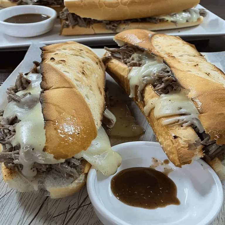 Slow Cooker Ground Beef French Dip Sandwiches