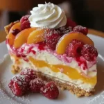 Summer Bliss Peach and Raspberry Cheesecake Delight