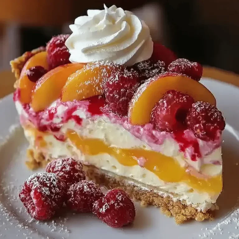 Summer Bliss Peach and Raspberry Cheesecake Delight