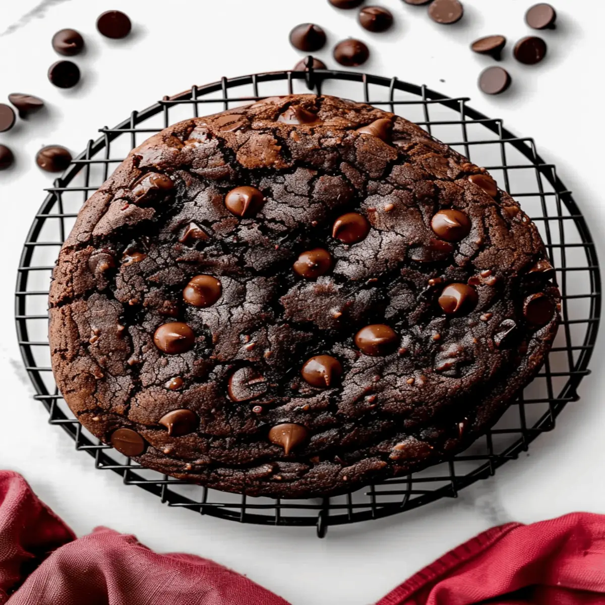1 giant double chocolate cookie that’s irresistibly gooey