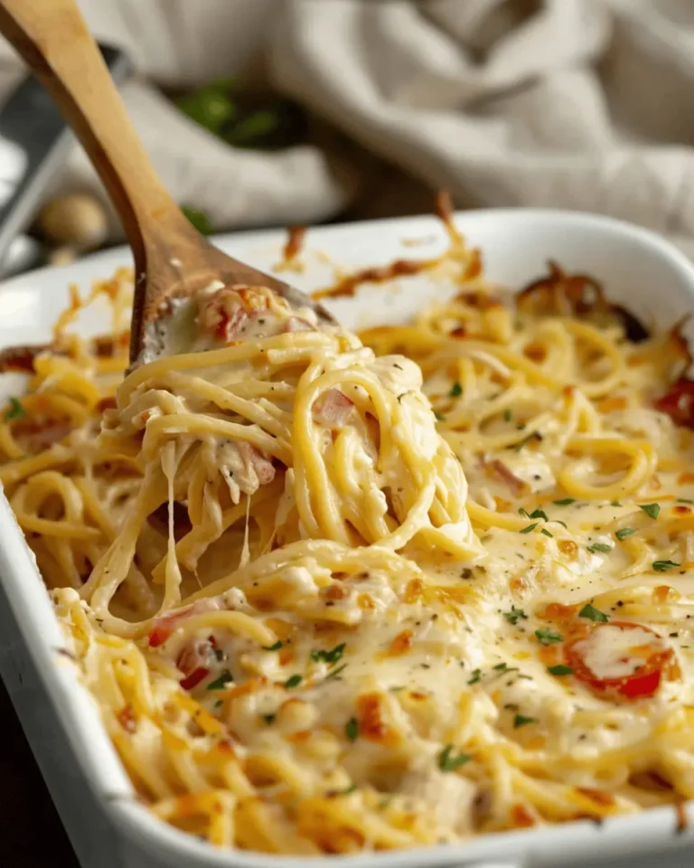 Baked Chicken Spaghetti – Creamy, Cheesy, and Perfect for Family Dinners