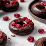 Baked Chocolate Donuts with Raspberries