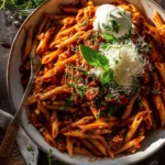 Easy One Pot Spicy Tomato Basil Pesto Pasta