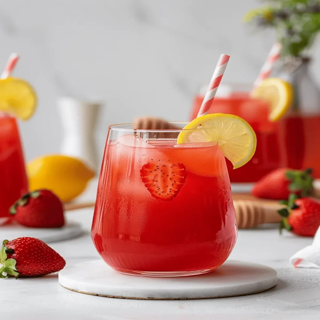 Honey Sweetened Strawberry Lemonade