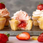 Lemon Cupcakes with Strawberry Filling