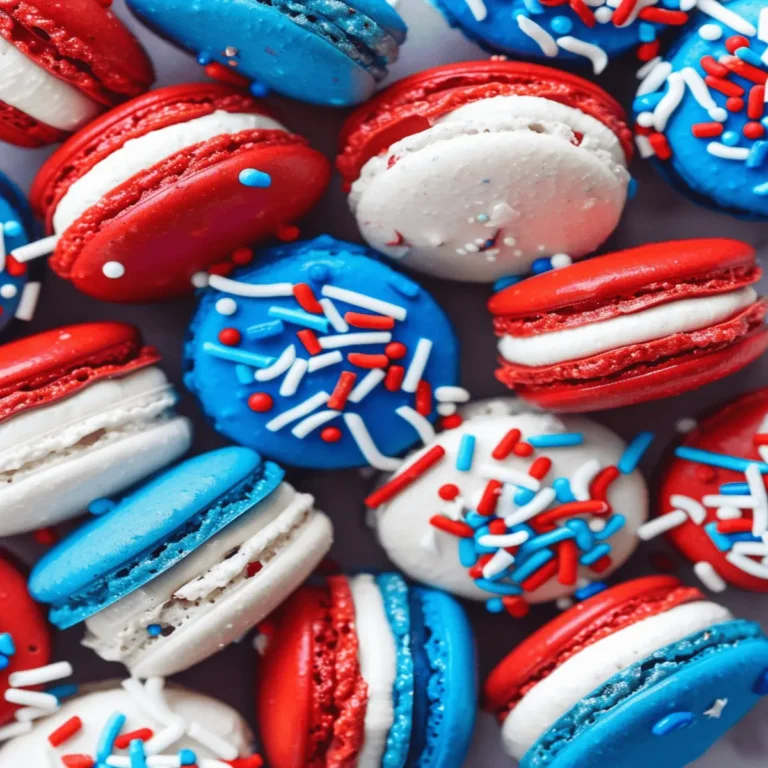 Red White and Blue Macarons