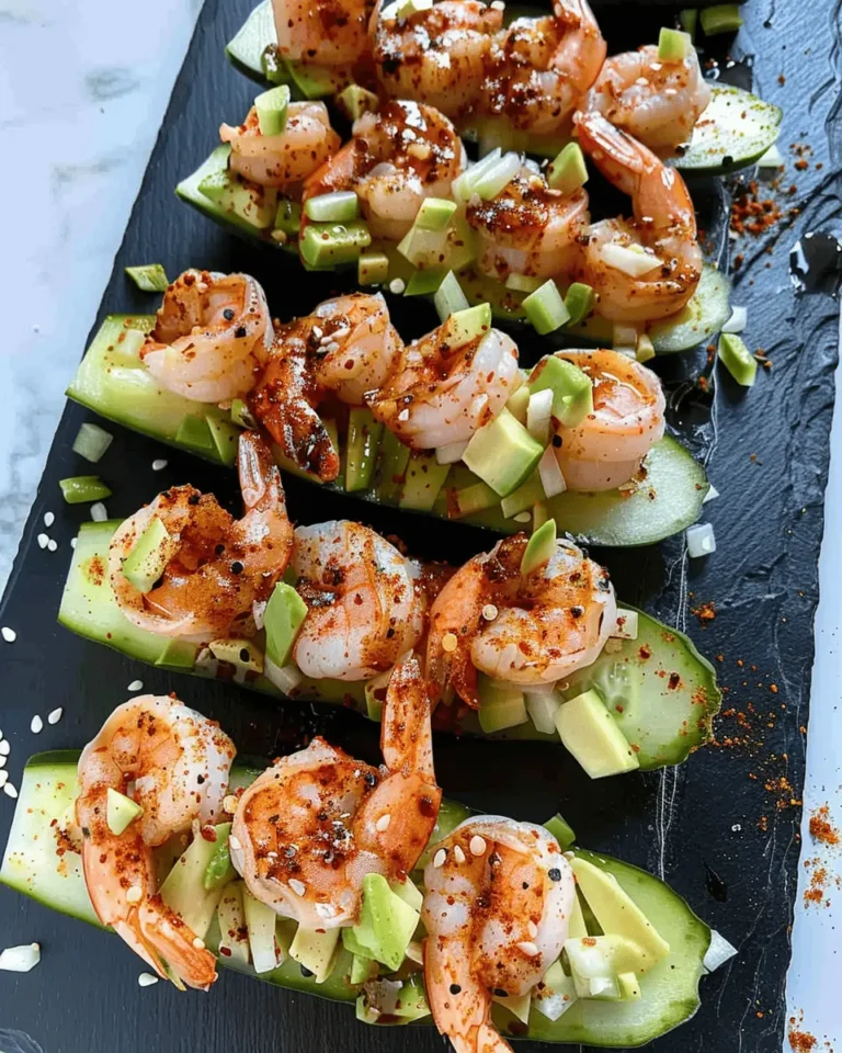 Shrimp Avocado Cucumber Boats