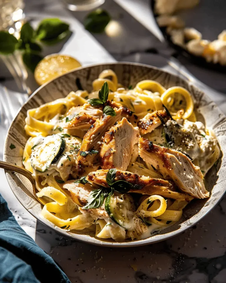 Simple Chicken Zucchini Alfredo Pasta
