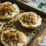 Stuffed Patty Pan Squash with Sausage and Rice