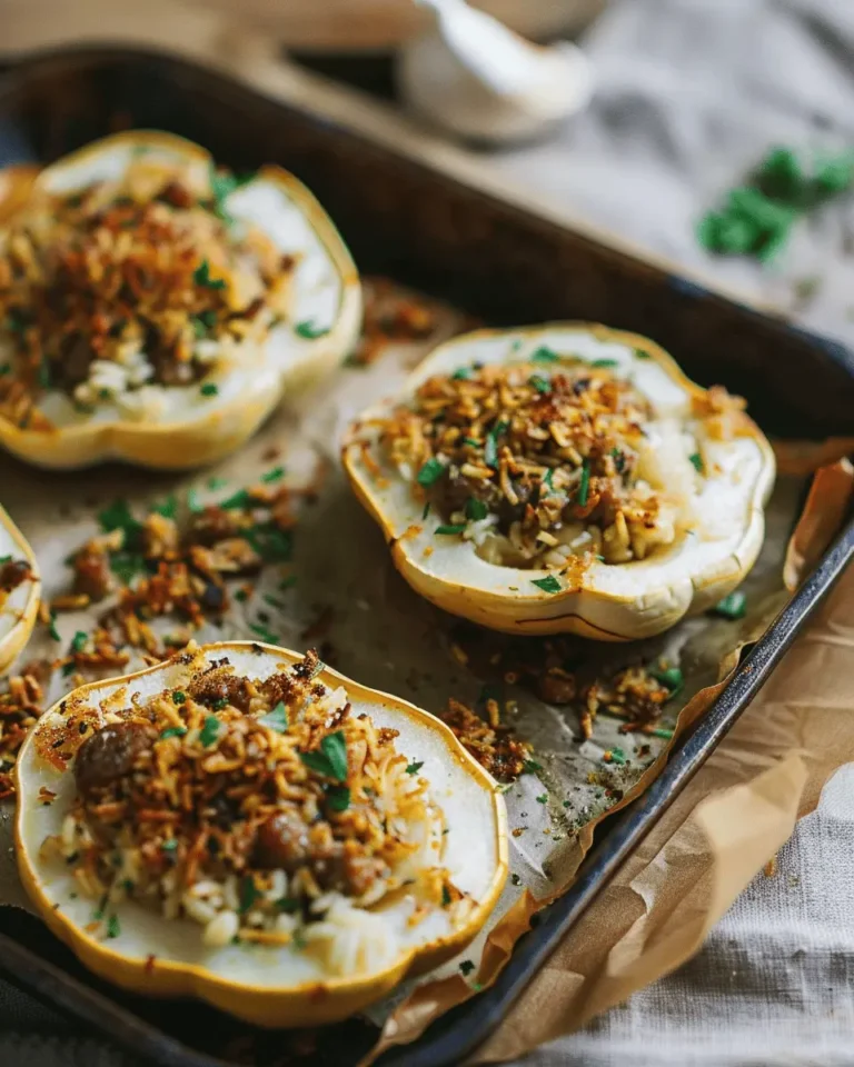 Stuffed Patty Pan Squash with Sausage and Rice
