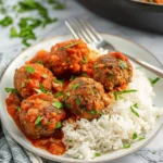 Meatballs With Tomato Sauce and Rice