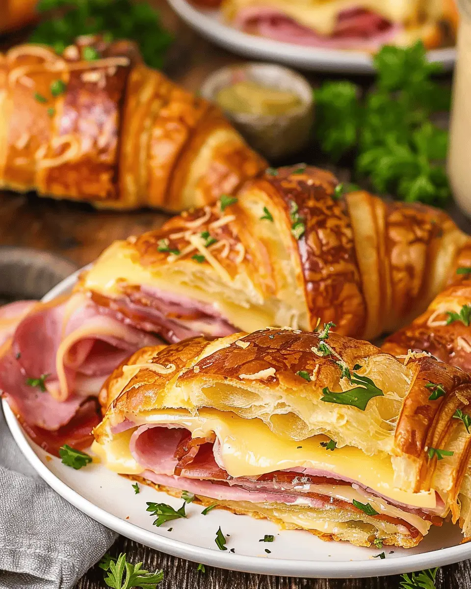 Ham and Cheese Croissant Sandwiches with Turkey Bacon Delight