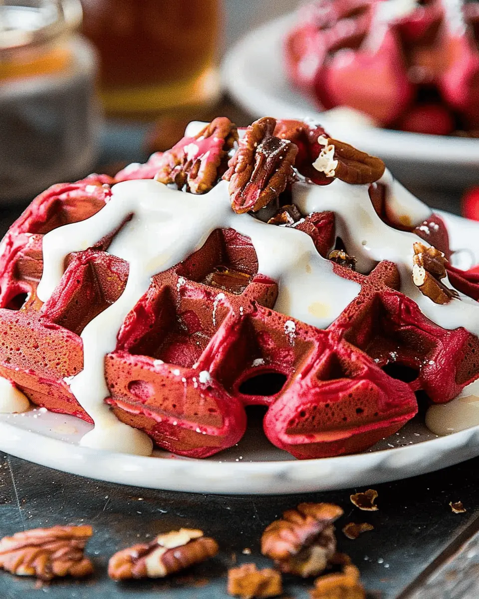 Red Velvet Waffles: Indulgent Recipe with Turkey Bacon Delight