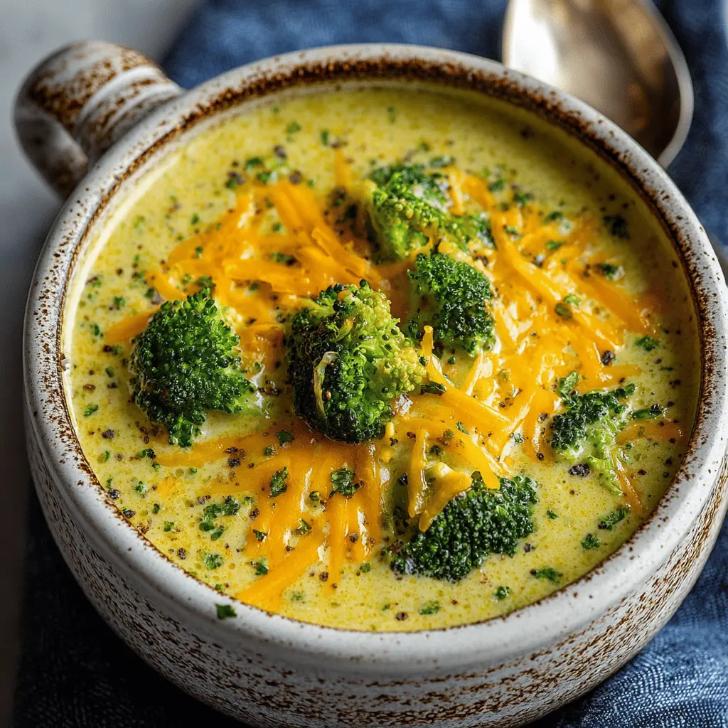 Lightened Up Broccoli Cheddar Soup with Savory Turkey Bacon