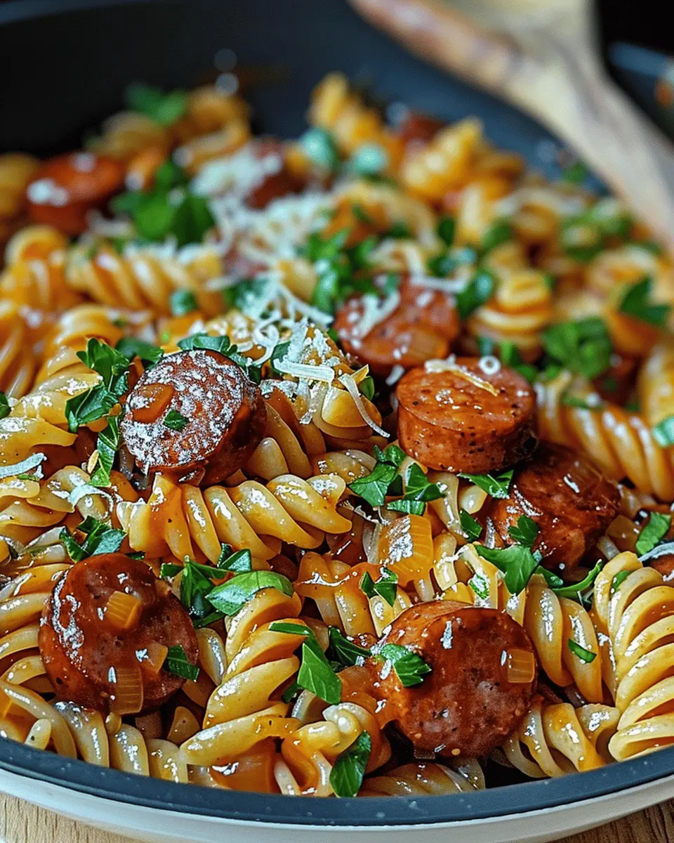 One-Skillet Spicy Honey BBQ Sausage & Pasta for Easy Weeknight Dinners