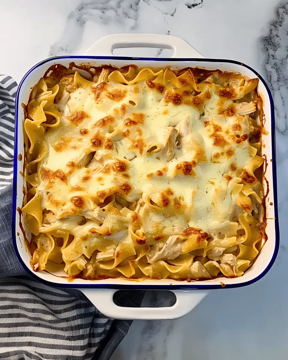 Chicken Noodle Casserole Delight with Turkey Bacon and Chicken Ham