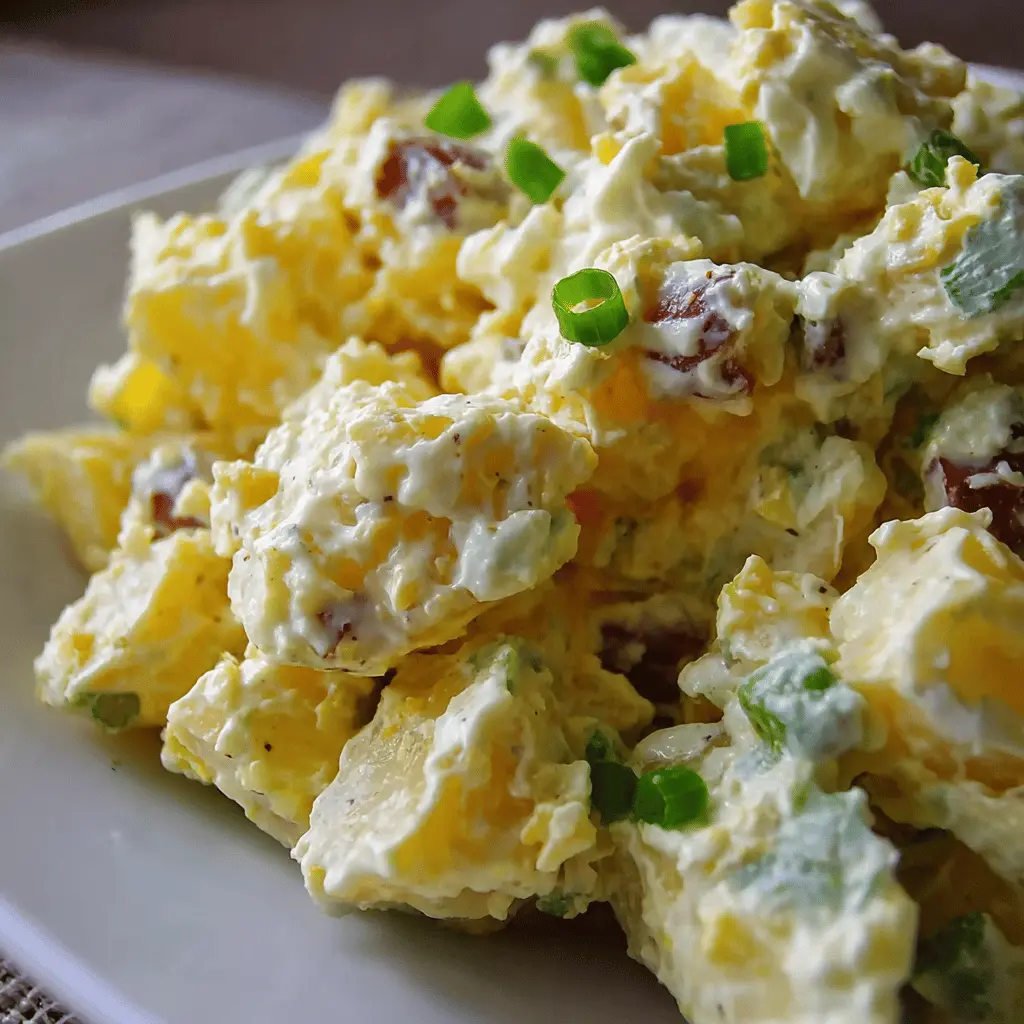 Classic American Potato Salad with Turkey Bacon and Chicken Ham