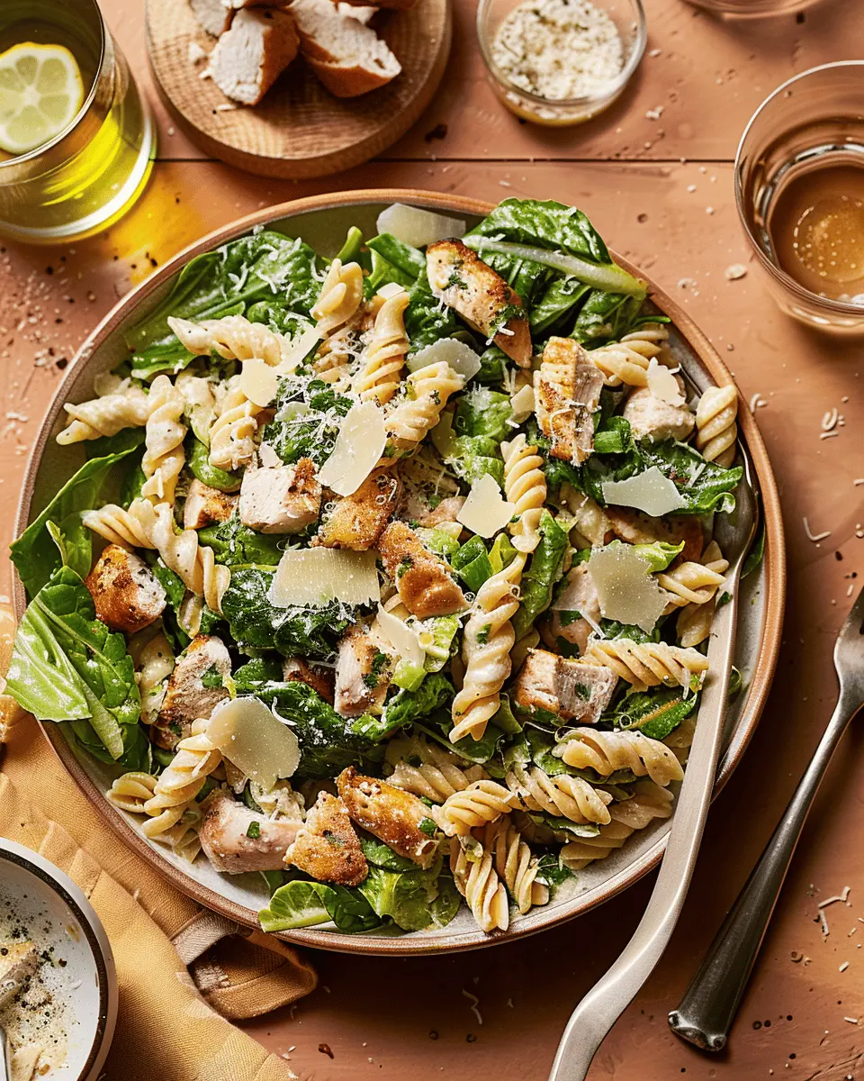 The Ultimate Chicken Caesar Pasta Salad