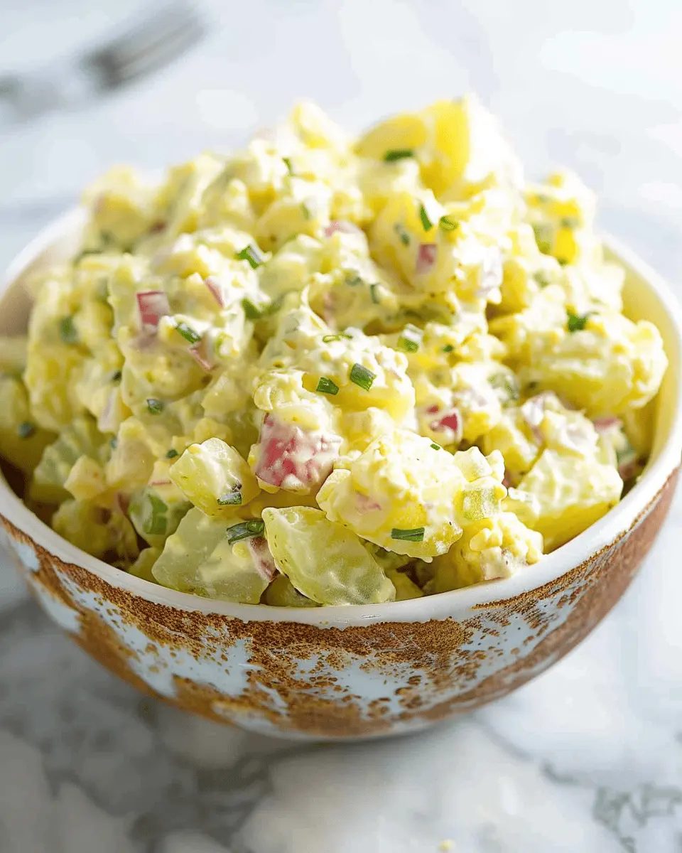 Classic Creamy Potato Salad with Turkey Bacon and Chicken Ham Delight