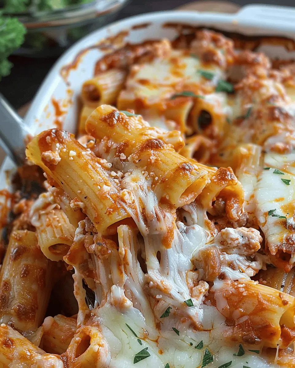Cheesy Baked Rigatoni – Easy Comfort Food Pasta with Turkey Bacon