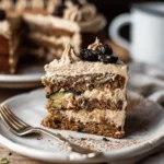 Chocolate Zucchini Banana Cake with Vanilla Coffee Frosting