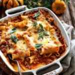 Pumpkin Cheese Stuffed Pasta Bolognese Bake