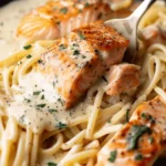Salmon Pasta Creamy Garlic Sauce