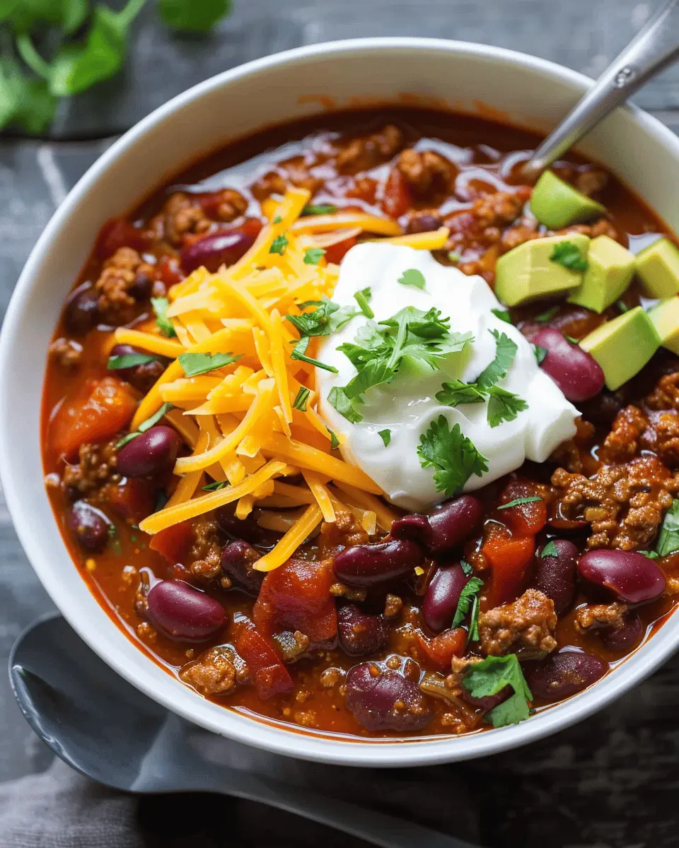 This easy Crockpot Chili recipe with Turkey Bacon & Chicken Ham