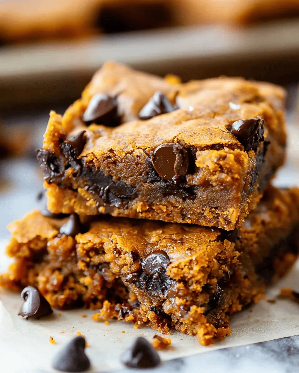 Fudgy Pumpkin Chocolate Chip Bars for Indulgent Fall Treats