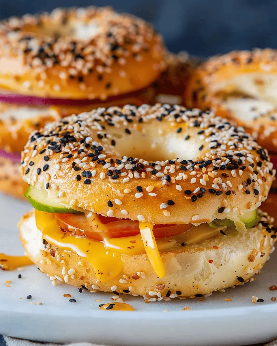 High Protein Breakfast Bagels with Turkey Bacon and Chicken Ham