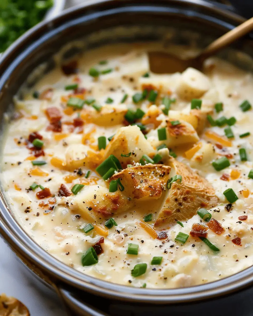 Creamy Crock Pot Crack Potato Soup Recipe with Turkey Bacon Twist