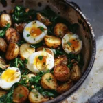 Garlic Herb Roasted Potatoes with Spinach and Eggs