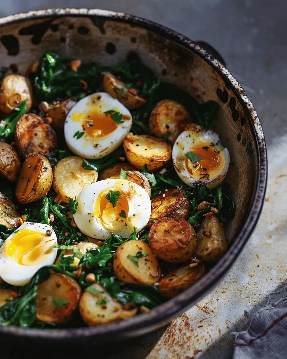 Garlic Herb Roasted Potatoes with Spinach and Eggs: Easy and Delicious