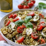 Light and Creamy Pesto Caprese Pasta Salad