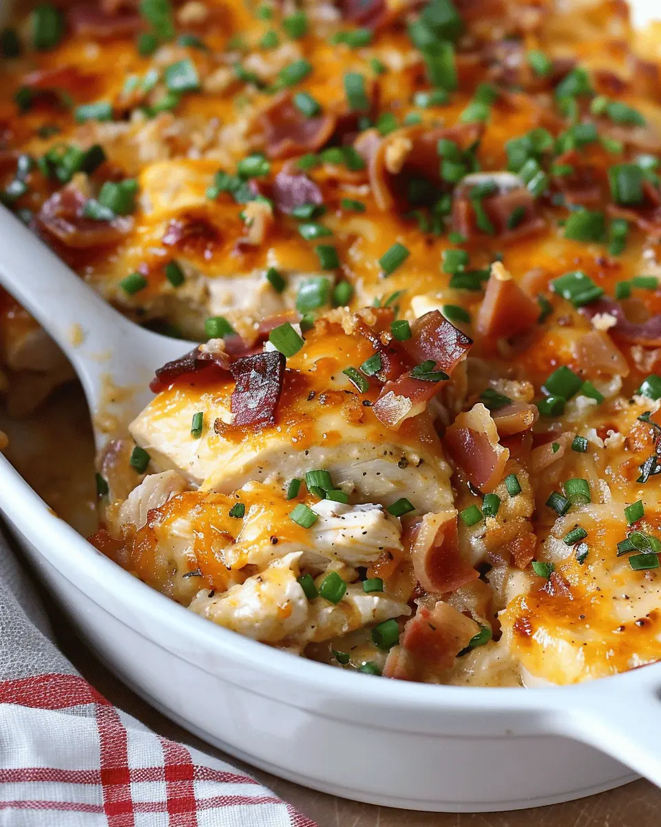 Easy Low Carb Chicken Casserole with Turkey Bacon and Cheese