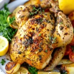 Greek Lemon Garlic Whole Roast Chicken