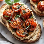 Balsamic Roasted Tomatoes and Hummus Toast