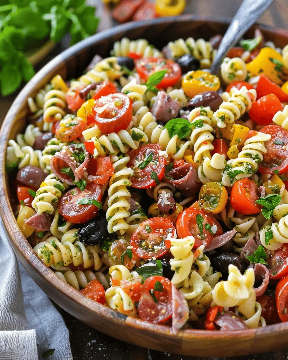 Easy Italian Antipasto Pasta Salad with Turkey Bacon and Chicken Ham