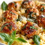 Lemon Chicken Ricotta Meatballs with Garlic Orzo