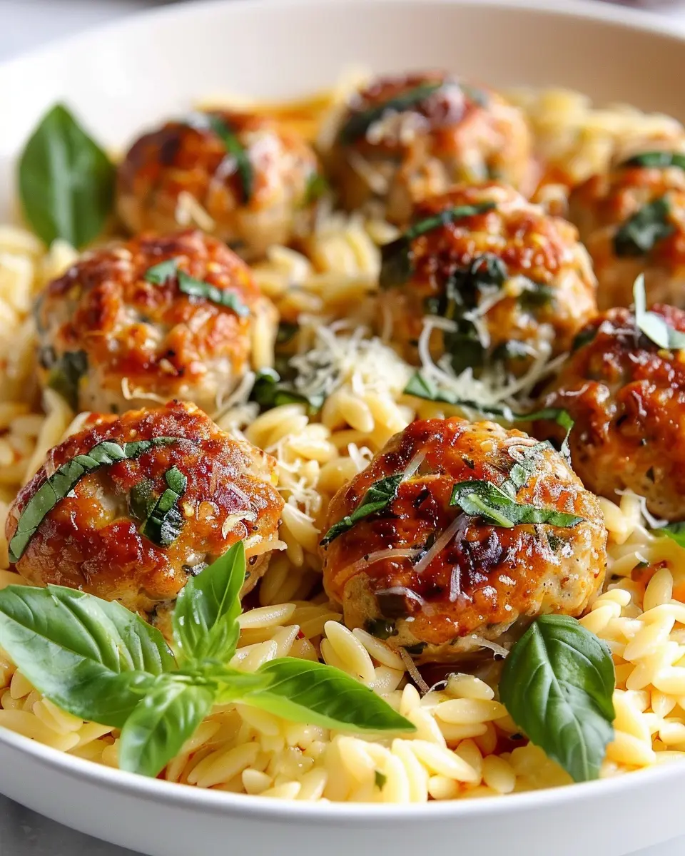 Lemon Chicken Ricotta Meatballs: Juicy with Garlic Orzo Delight